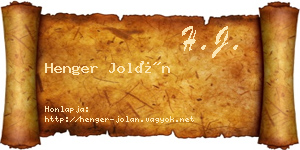 Henger Jolán névjegykártya