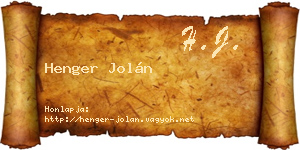 Henger Jolán névjegykártya